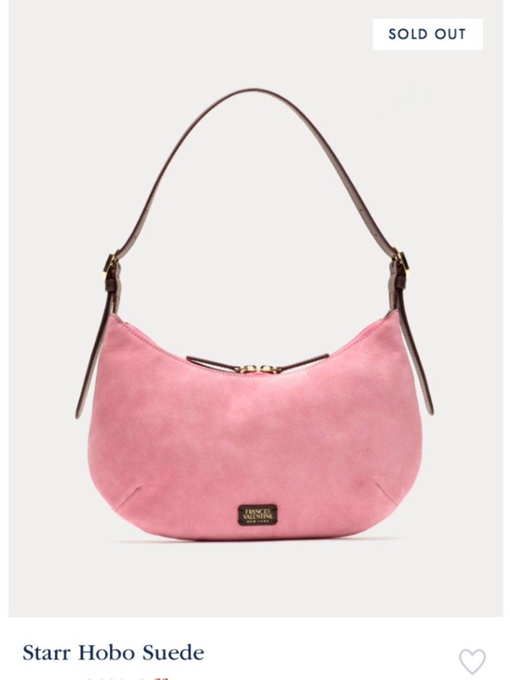 NWT Frances Valentine Starr Hobo Suede Bag in Pink